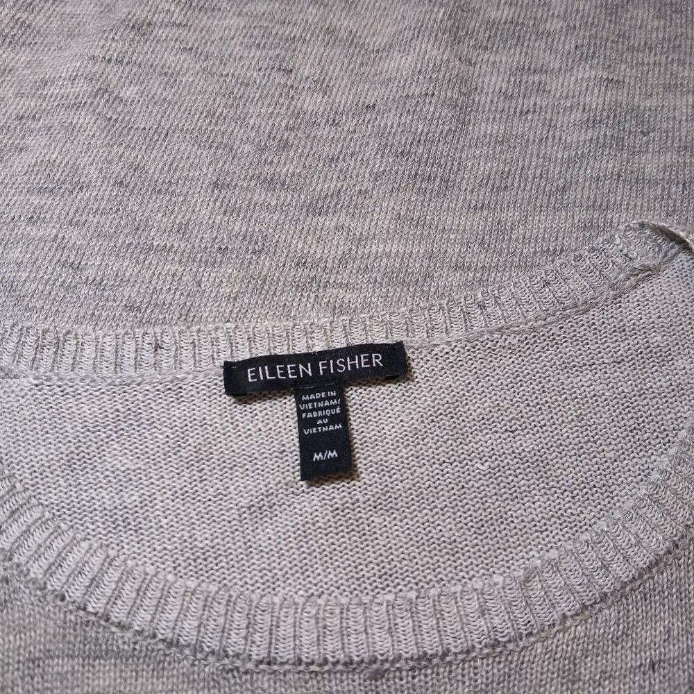 Eileen fisher womens medium 100% organic linen gray knit slouchy spring shirt - Picture 7 of 9